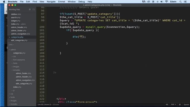 103 Updating or Editing Categories part 2 Learning PHP смотреть онлайн