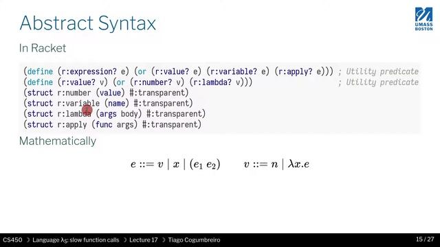CS450 S21 17 03 Syntax of Lambda S смотреть онлайн