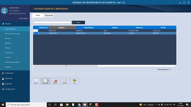 07 - Funcionalidades de Asignar equipos a Empleados en el Sistema de Inventarios de Equipos смотреть онлайн