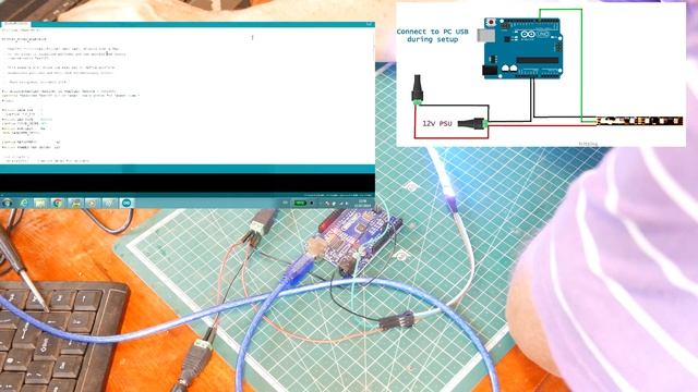 12V WS2812B 3-wire LED Strip with Arduino Uno смотреть онлайн
