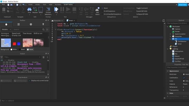 How to Click detector tutorial in roblox studio смотреть онлайн