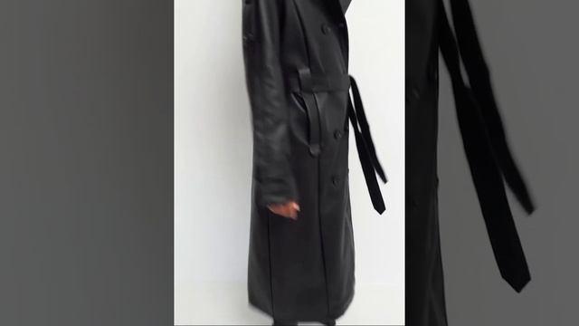 Кожаный плащ длинный тренч пальто весна 2023 смотреть онлайн