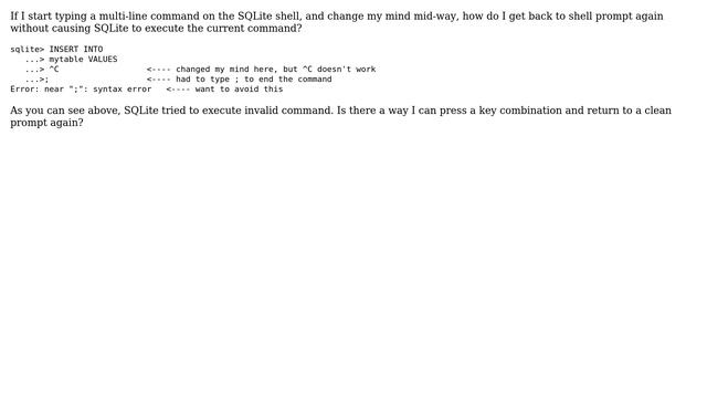 How to abort a partially-typed SQLite command without executing it? смотреть онлайн