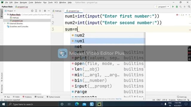 Adding Two number using python смотреть онлайн