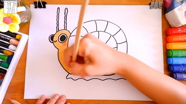 Как нарисовать УЛИТКУ поэтапно для детей | Радуга | Рисуем животных | Няня Уля смотреть онлайн