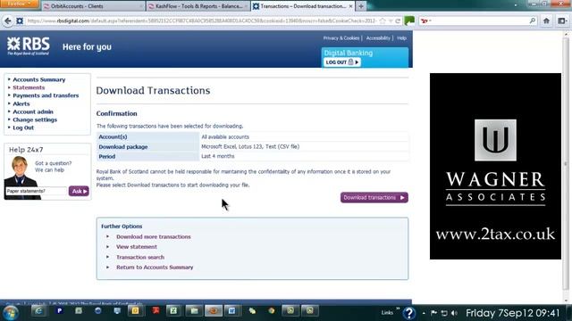 RBS Bank download to Excel смотреть онлайн