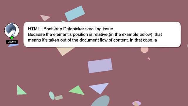 HTML : Bootstrap Datepicker scrolling issue смотреть онлайн
