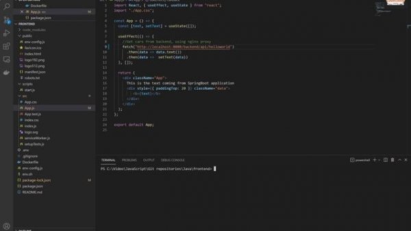 How to use Docker to dockerize a Spring Boot application, React app, NginX proxy | Docker Compose