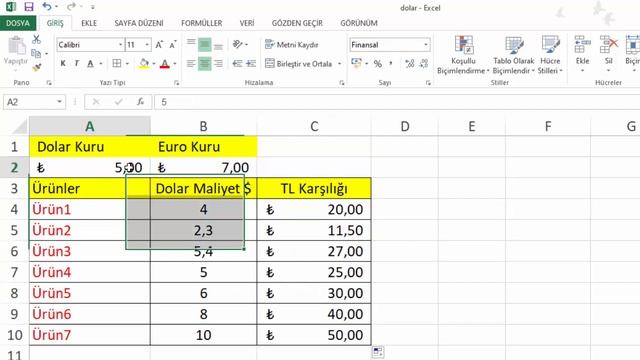 Excel'de Dolar Ve Euro Kurunu TL'ye Çevirme | 2020