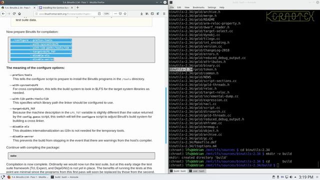 How to build LFS 9.1 and dual boot with Windows 10 - Part 7: Chapter 5.4 Binutils-2.34 Pass 1 смотреть онлайн
