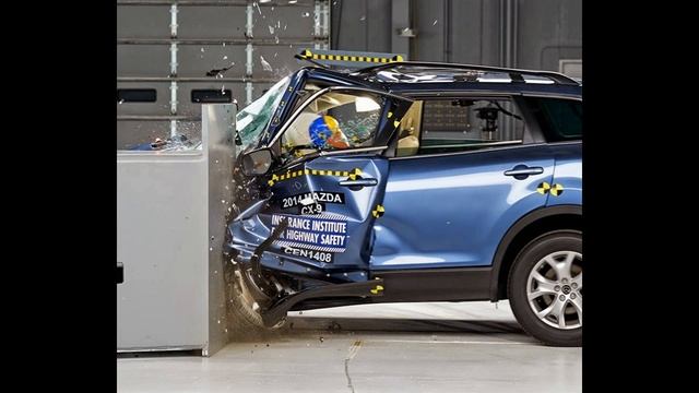 IIHS - 2014 Mazda CX-9 - small overlap crash test / POOR EVALUATION / смотреть онлайн