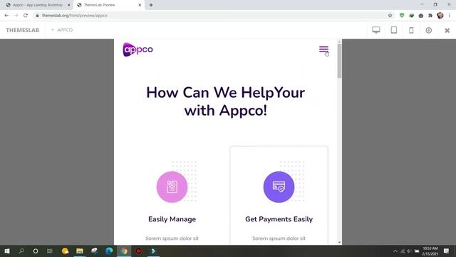 Appco : App Landing Bootstrap HTML Template смотреть онлайн