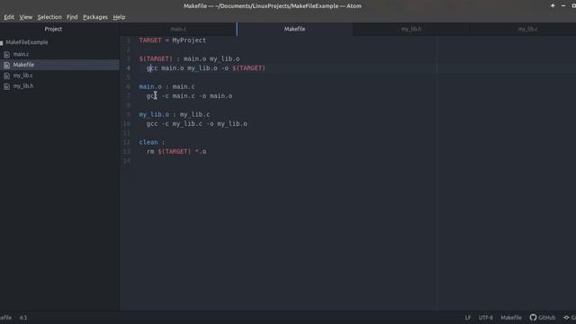 Makefile. Компиляция нескольких файлов с исходным кодом смотреть онлайн