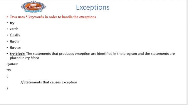 exceptions and exception types in java смотреть онлайн