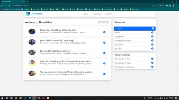 ThreadView - A simple Discussion Forum | php | MySql | Project Overview