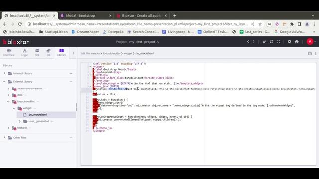 Bloxtor - Lesson 10.2.2 - Add the Bootstrap Modal Dialog as a Html Widget in the Page Editor смотреть онлайн