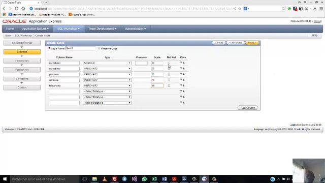 création d'un workspace, tables sous oracle 11.2 смотреть онлайн