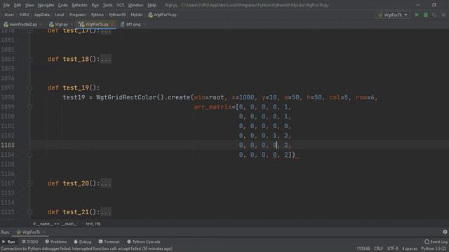 Проект на Python: Свой виджет для Tkinter (сетка, цветные тайлы) смотреть онлайн