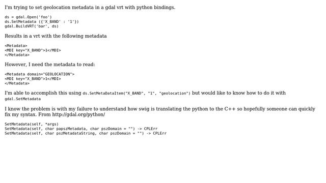 GIS: Set Metadata domain with GDAL (python bindings) смотреть онлайн