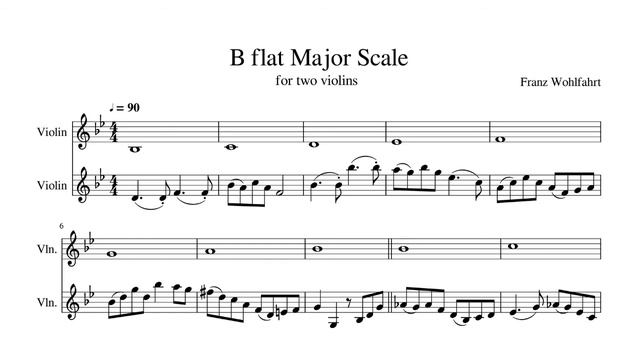 B FLAT MAJOR (B-dur) two octaves scale - (for two violins) - FRANZ WOHLFAHRT op.38 (PLAY ALONG) смотреть онлайн