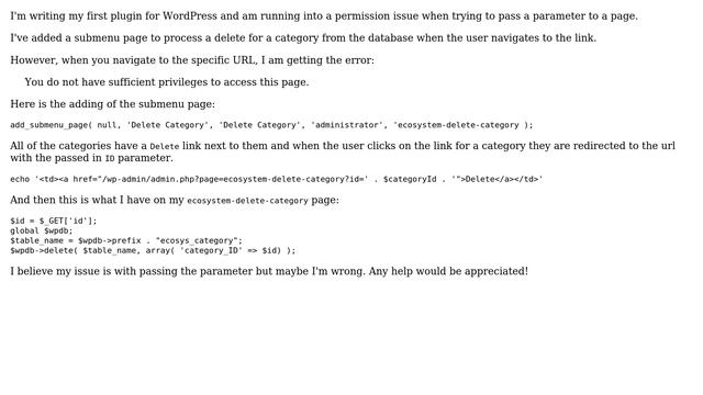 Wordpress: You do not have sufficient permissions to access this page on a submenu смотреть онлайн