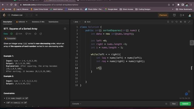 Squares of Sorted Array | Leetcode 977 | Sort Array | Sorting | Java | LeetCode Mastery | Array dsa смотреть онлайн