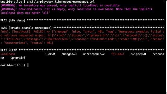 Ansible troubleshooting - Kubernetes K8s or OpenShift OCP 401 Unauthorized смотреть онлайн