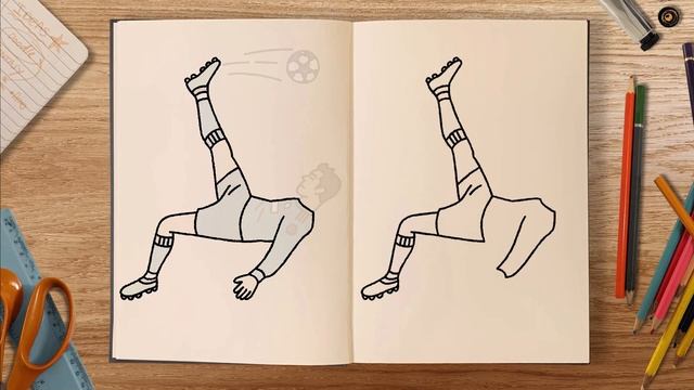 How to draw and colour! RONALDO BICYCLE KICK (step by step drawing tutorial) смотреть онлайн