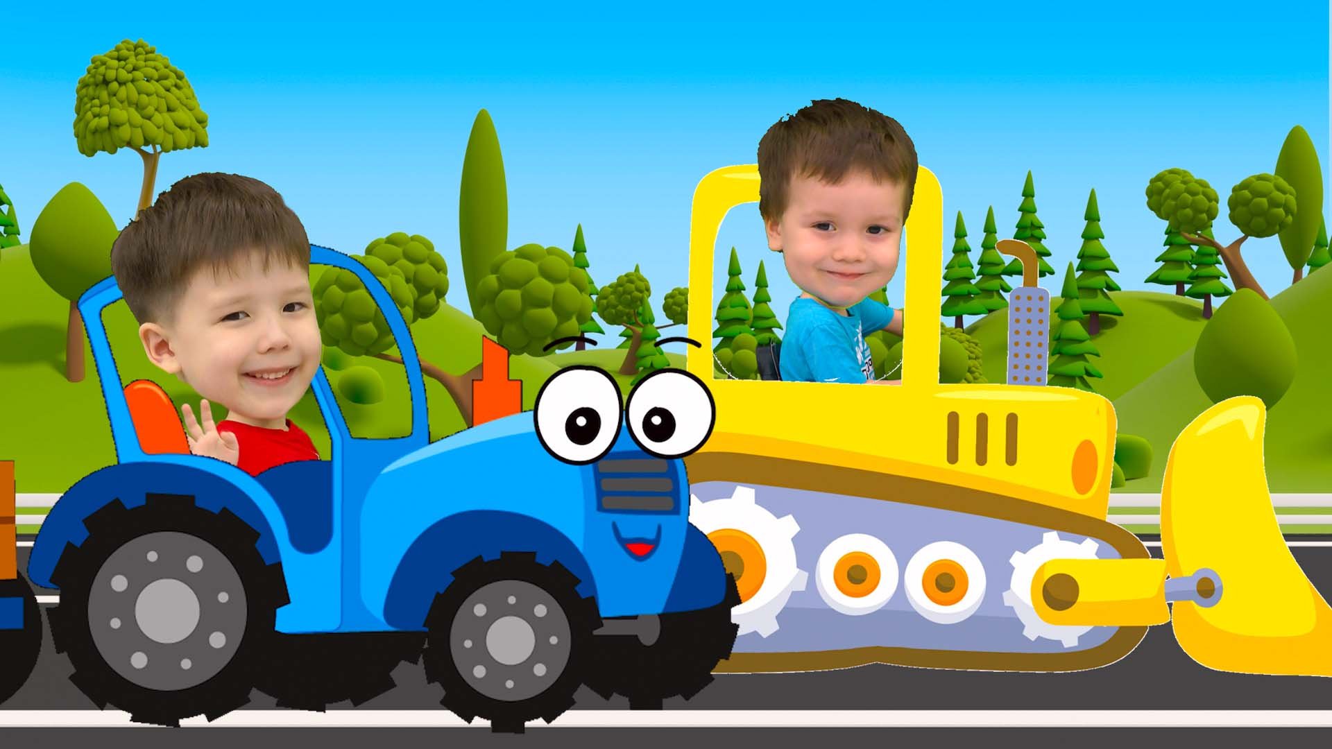 Синий трактор Песенки для детей Машинка Экскаватор и Бульдозер Обучающий Сборник смотреть онлайн