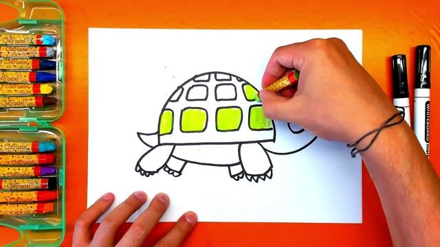 Как нарисовать ЧЕРЕПАХУ - урок рисования для детей смотреть онлайн