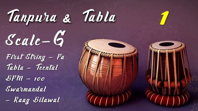 G Scale Tanpura | Tabla - Teentaal | BPM - 100 | Swarmandal - Raga Bilawal смотреть онлайн