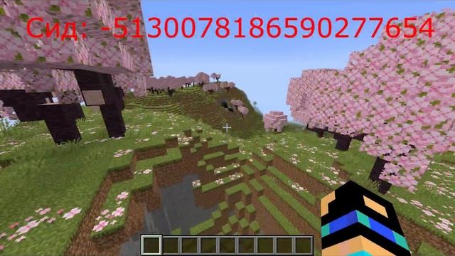 Майнкрафт 1.20.1 Сид На Деревню в Вишнёвом Лесу. смотреть онлайн