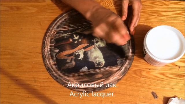 Декорирование деревянного подноса. Делаем обжиг и декупаж. Diy.(Decoration of the tray). смотреть онлайн