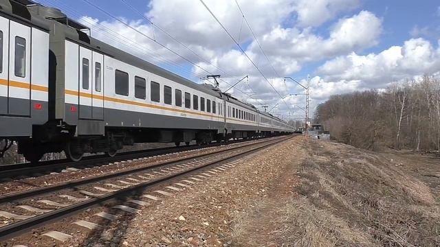 Электропоезд ЭП2Д-0129 "ЦППК" (ТЧ-17) пригородный поезд №6210/6309 Новоиерусалимская - Щербинка. смотреть онлайн