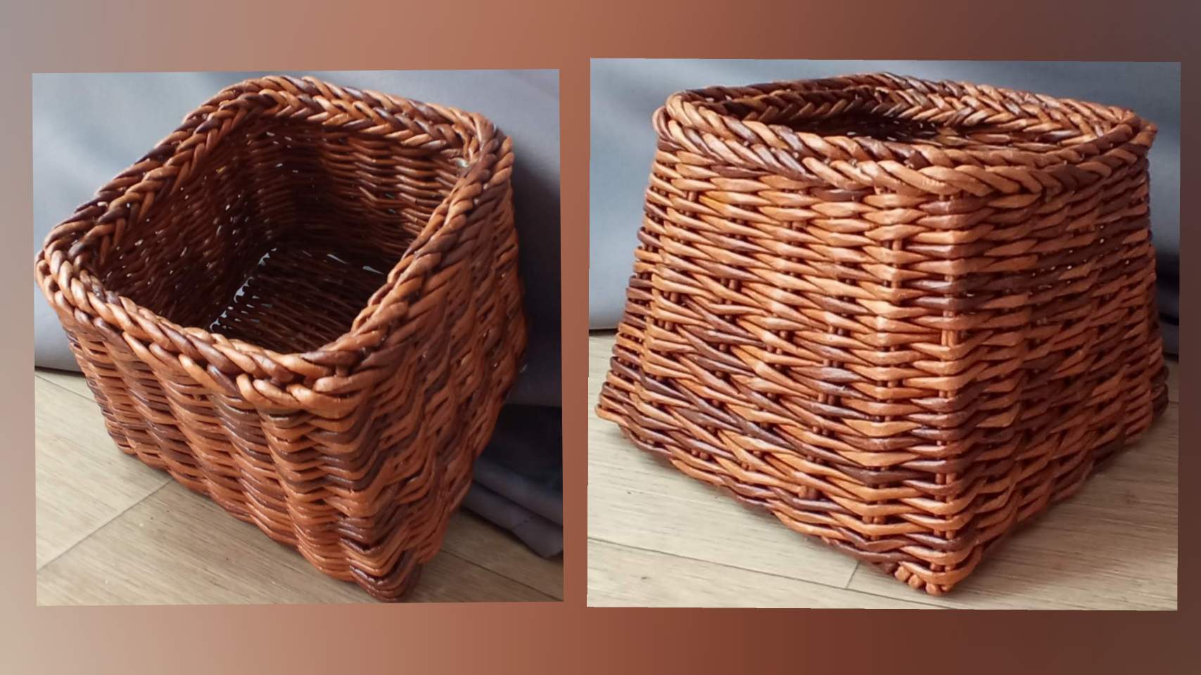 МК. Квадратная корзина из бумажной лозы. Часть1. #135(1) смотреть онлайн