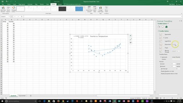 Quadratic and Exponential Regression in Excel 2016 смотреть онлайн