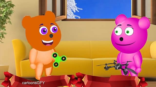 Gummy Bear Christmas Spinning Wheel Game | Finger Family Christmas rhymes смотреть онлайн