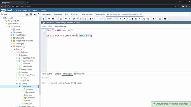 PostgreSQL tutorial #4: Delete data in table with SQL смотреть онлайн