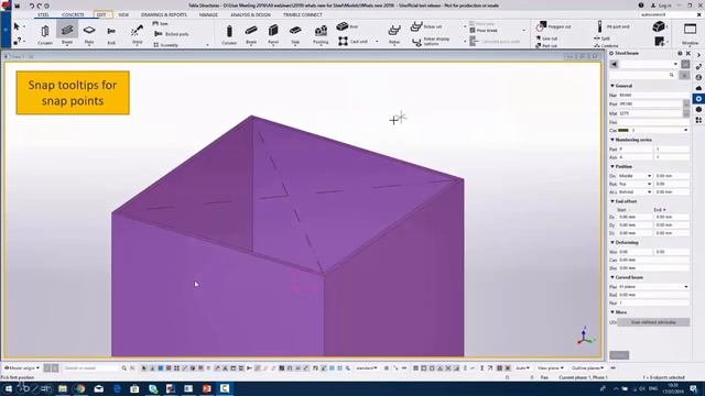 Tekla Structures 2019i: Snap tooltips for snap points смотреть онлайн