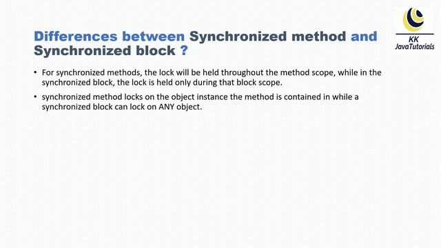What are the differences between Synchronized method and Synchronized block ? смотреть онлайн