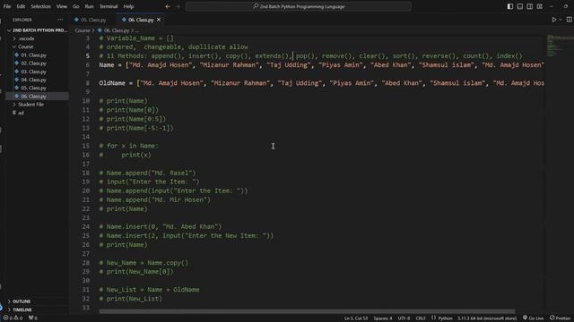 Python Programming Language 4th Class | Python List Basic discussion and Advance discussion. смотреть онлайн