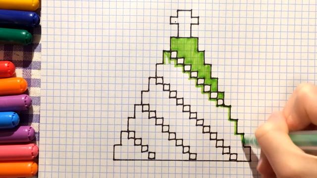 Как нарисовать Ёлку по клеточкам. PIXEL ART (Эмилия) Моя смешная Ёлка. смотреть онлайн