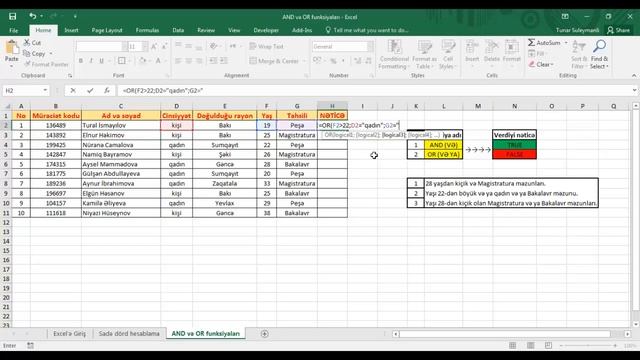 AND və OR funksiyaları - Excel dərsləri #04 смотреть онлайн