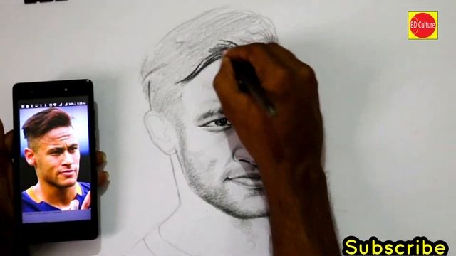 FIFA | neymar portrait art | the world cup supper star footballer sketch 2018 by artist obaidul смотреть онлайн