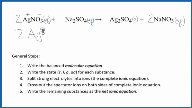 How to Write the Net Ionic Equation for AgNO3 + Na2SO4 = Ag2SO4 + NaNO3 смотреть онлайн