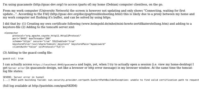 Guacamole, Tomcat, HTTPS-setup fails due to issues with certification смотреть онлайн