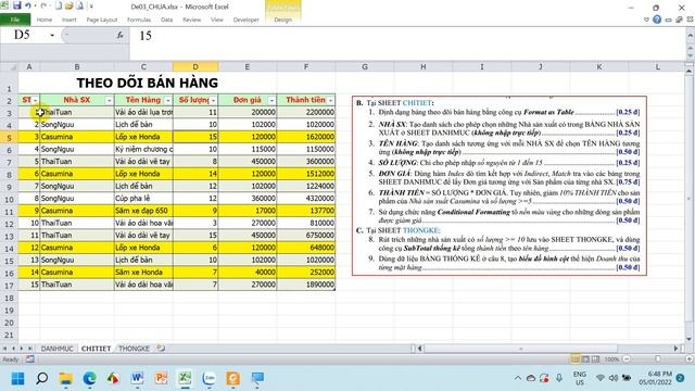 Đề 3 Excel nâng cao (Module 1) смотреть онлайн