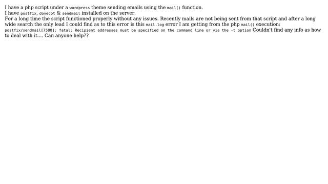 postfix/sendmail error unknown referring to command line смотреть онлайн