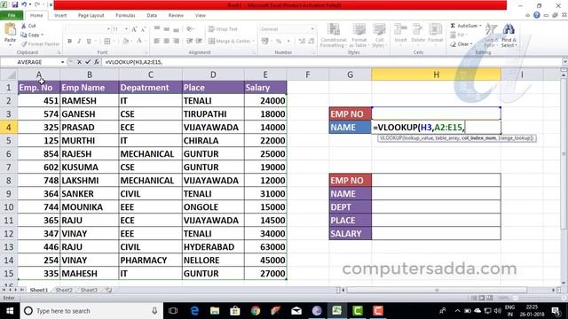 Excel VLOOKUP Function with Example in Telugu || www.computersadda.com смотреть онлайн