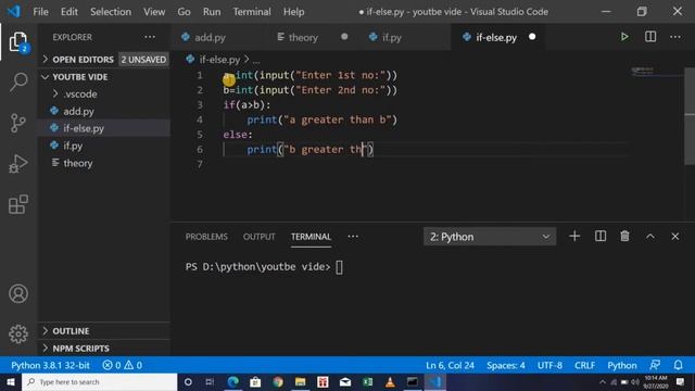 Find Largest of Two Numbers using Else If Statement ||Python Tutorials For Beginners In Hindi #7 смотреть онлайн
